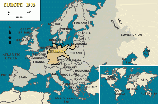 Европа в 1933 году (Германия выделена цветом)