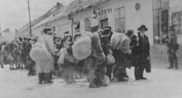 Deportation of Jews by Hungarian authorities. Dunaszerdahely, Czechoslovakia, 1944.
