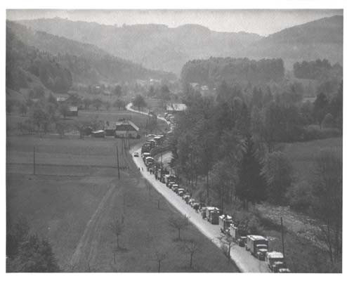 From an Army aircraft, 167th photographer J Malan Heslop captured the magnitude of the German surrenders in Austria.