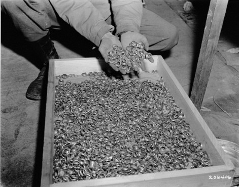Wedding rings found by US army soldiers near the Buchenwald concentration camp.
