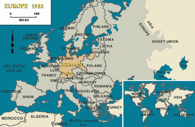 Europe 1933, Germany and Dachau indicated [LCID: dac62010]