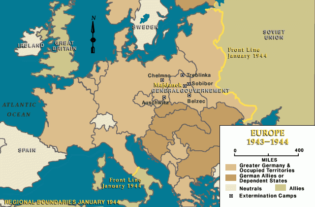 Europe 1943-1944, Majdanek indicated [LCID: maj62010]