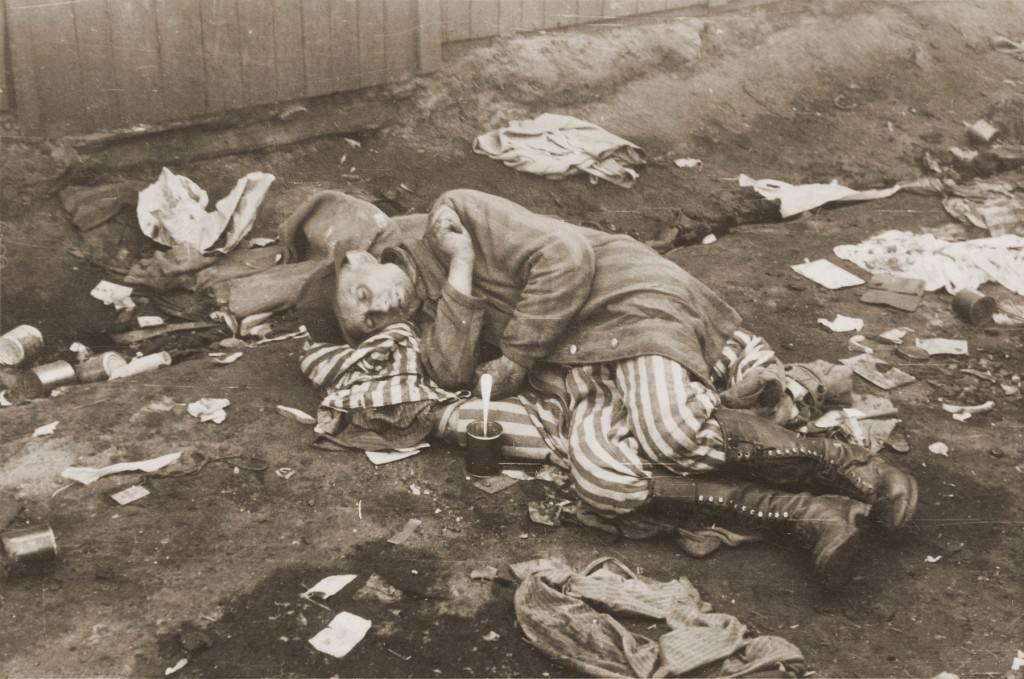 A camp survivor, soon after liberation. Bergen-Belsen, Germany, after April 12, 1945. [LCID: 75127]