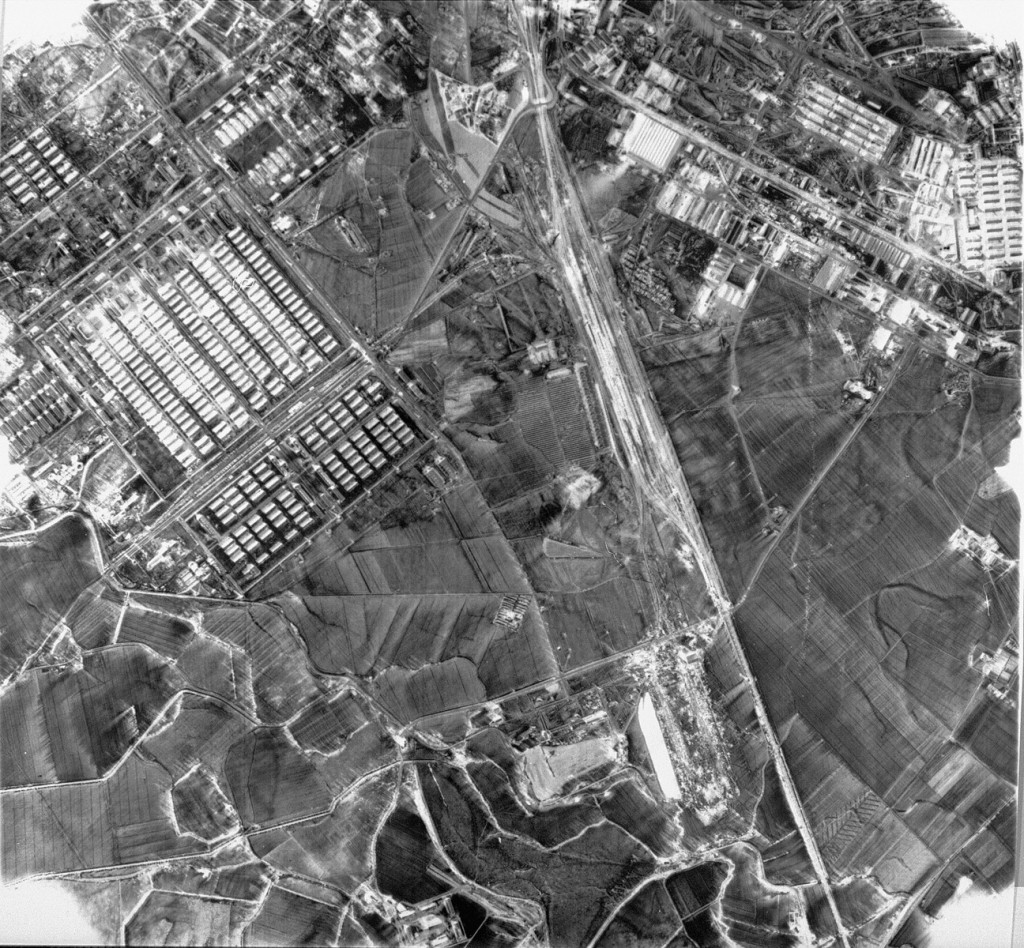 Aerial photograph of Auschwitz II (Birkenau). Poland, December 21, 1944.