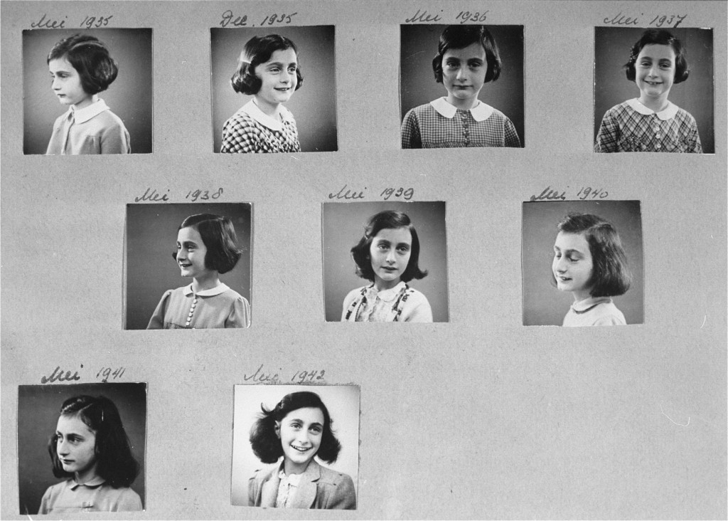 A page from Anne Frank's photo album showing snapshots taken between 1935 and 1942. [LCID: 61744]