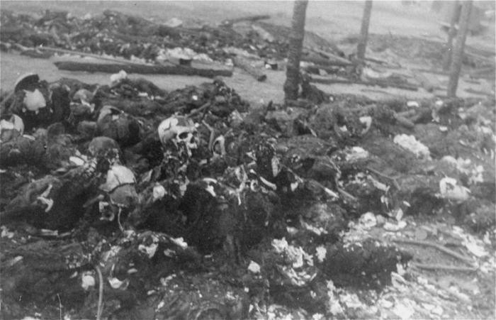 Charred remains of victims at Maly Trostinets