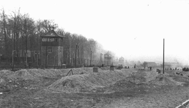 A view of the Buchenwald concentration camp after the liberation of the camp.