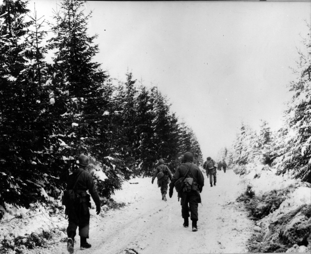 Members of the US Army 83rd Infantry Division during the Battle of the Bulge, 1945