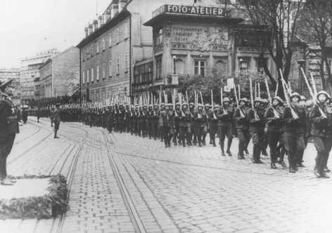 <p>A military parade in Bratislava. Bratislava, Czechoslovakia, May 3, 1940.</p>