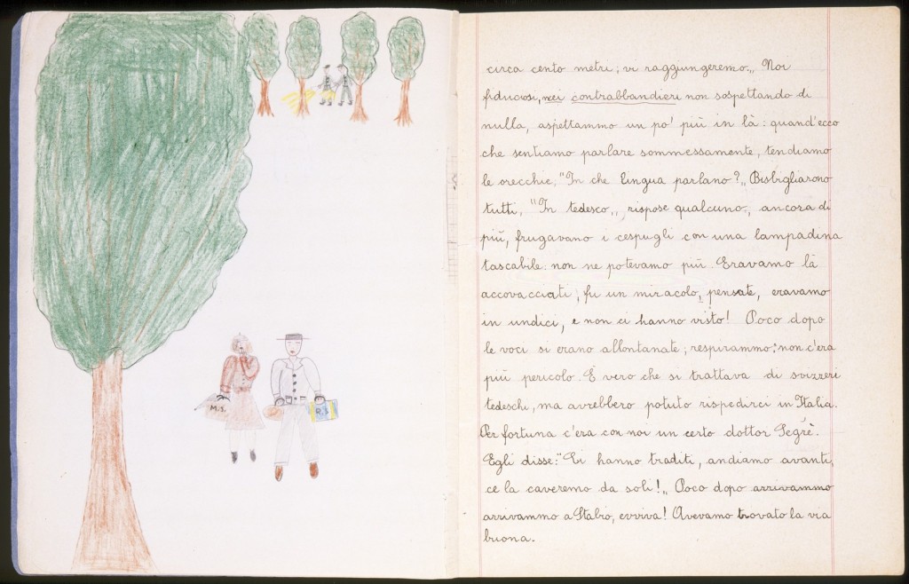 Illustrated page of a child's diary written in a Swiss refugee camp. [LCID: 44235]