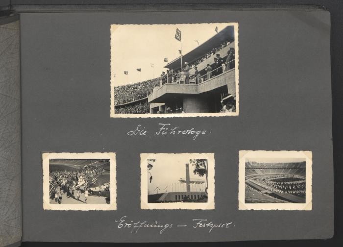 Gerd Pleiss photograph album page, 1936 Olympics in Berlin
