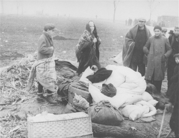 Stateless Jewish refugees at a tent camp in a no-man's-land between Czechoslovakia and Hungary.