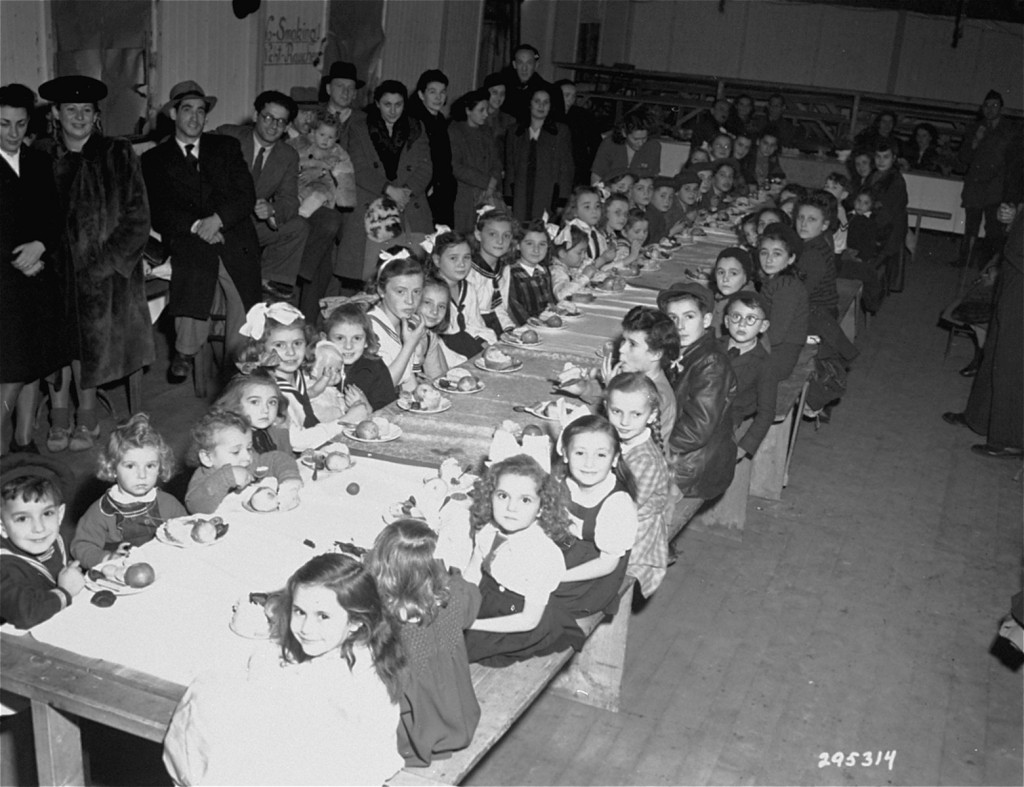 A Hanukkah party for Jewish children at the Fuerth displaced persons camp. [LCID: 40321]