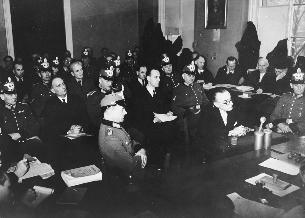 Participants in the July 1944 plot to assassinate Hitler and members of the "Kreisau Circle" resistance group on trial before the ...