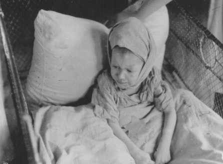 A child in the Kovno ghetto hospital. Lithuania, between 1941 and 1944. [LCID: 81153]