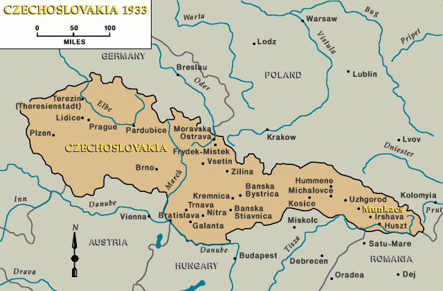 Czechoslovakia 1933, Munkacs indicated [LCID: mun79020]