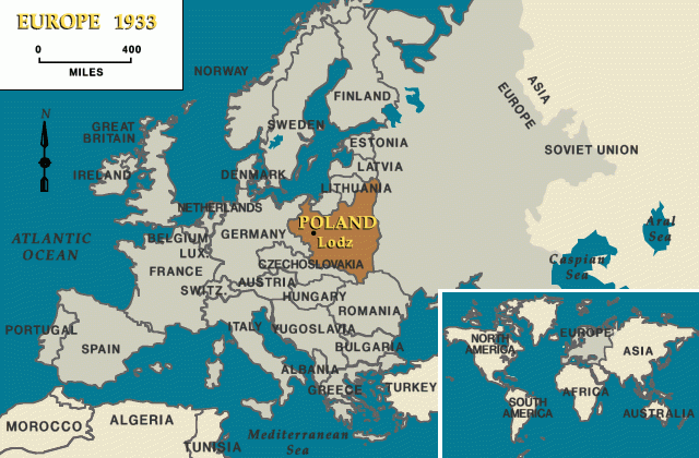 Europe 1933, Poland and Lodz indicated [LCID: lod64030]