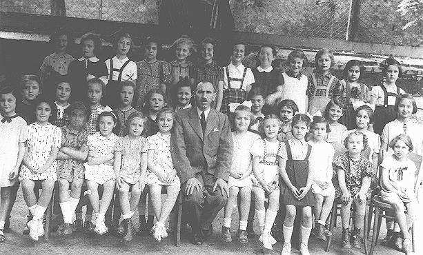 Group portrait of students at a Jewish school. Bratislava, Czechoslovakia, 1938.