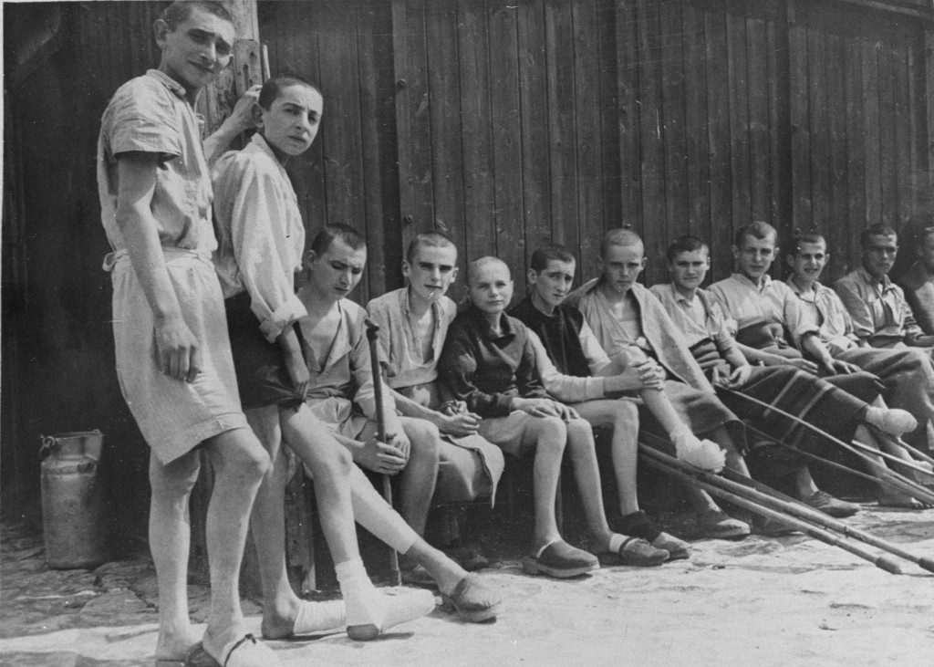 Young survivors of the Buchenwald concentration camp soon after liberation. [LCID: 45078]