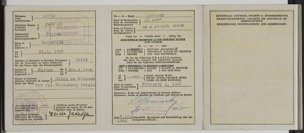Trifold entry permit with typed text in black ink. The permit is printed in multiple languages and includes several faded stamps.