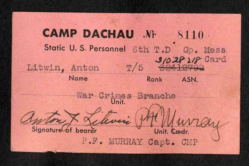 Dachau trial mess card [LCID: 20058dqu]