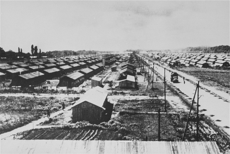 View of the Gurs camp as photographed from a water tower. Gurs, France, ca. 1941.