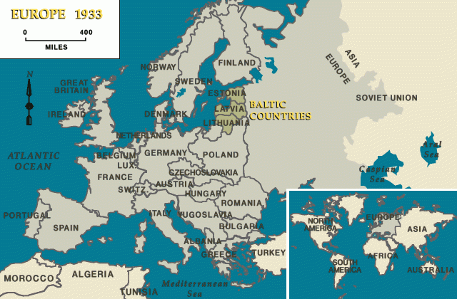 Europe 1933, Baltic Countries indicated