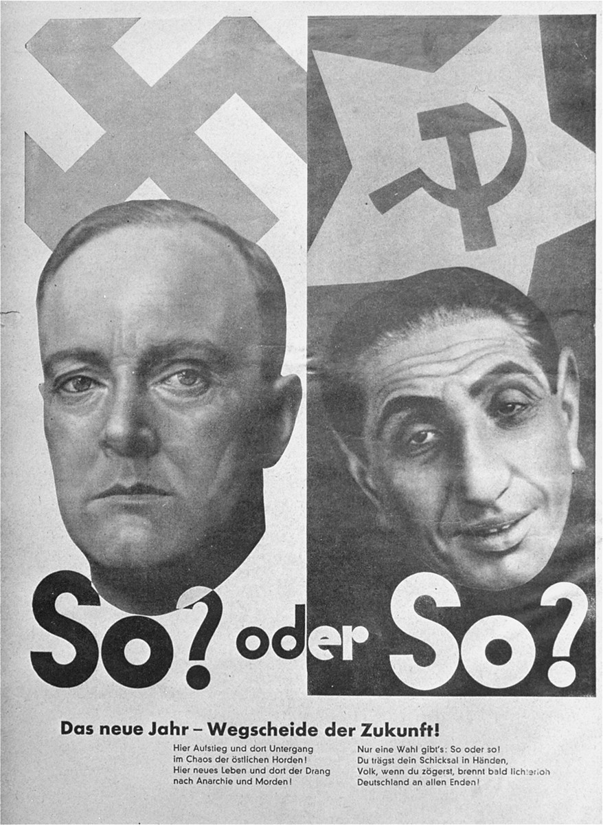 Nazi propaganda poster warning Germans about the dangers of east European "subhumans."