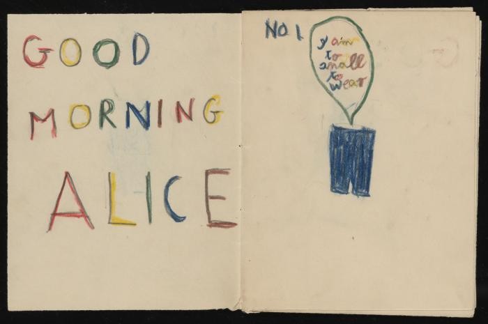 "To Alice from Ervin Bogner," handmade comic book, approximately 1945-1957