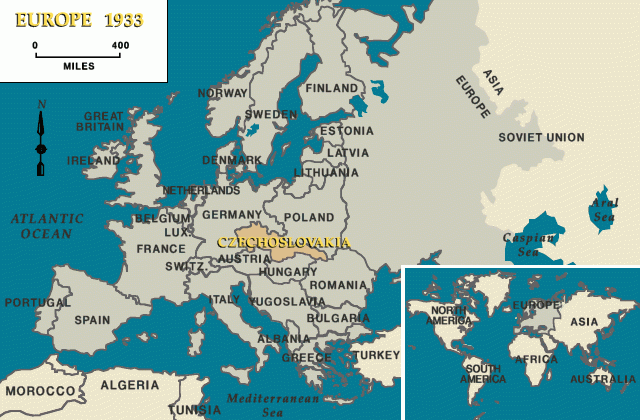 Europe 1933, Czechoslovakia indicated