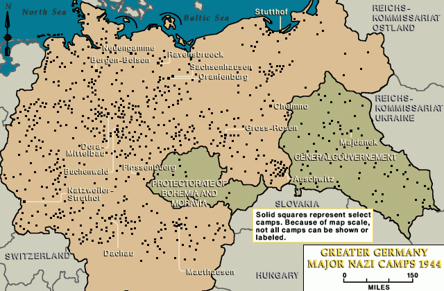 Major Nazi camps in Greater Germany, 1944