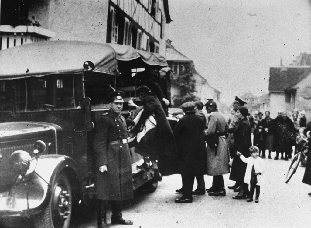 Deportation of German Jews to France, where Vichy officials would intern them in the Gurs camp (in southwestern France). [LCID: 77895]