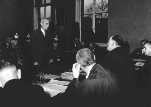 Eugen Bolz, a member of the Catholic opposition to Hitler, during his trial before the People's Court.