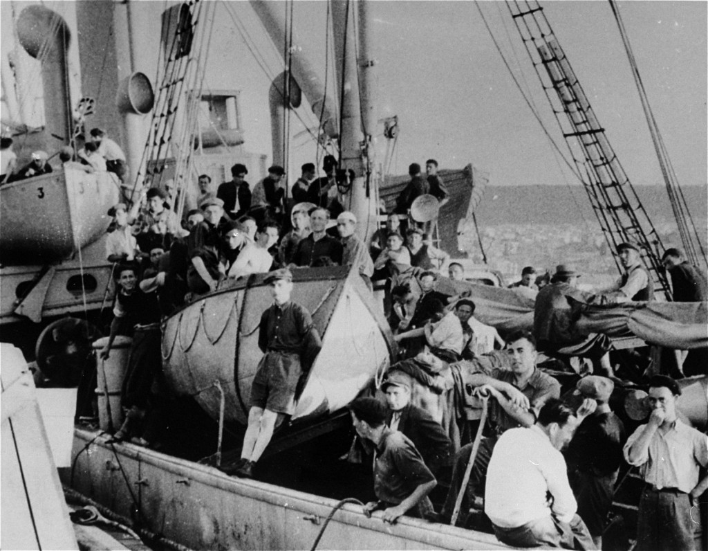 Jewish refugees on board the Aliyah Bet ("illegal" immigration) ship "Atrato."