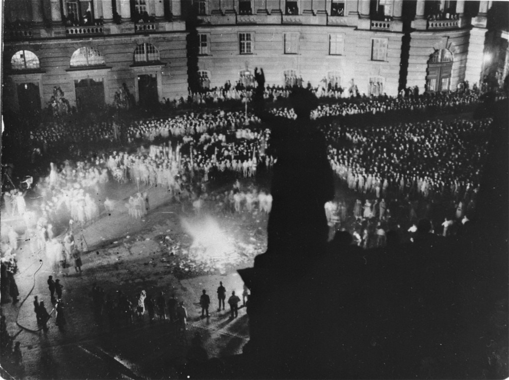 Crowds gather at Berlin's Opernplatz for the burning of books deemed "un-German."