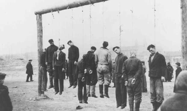 Polish partisans are hanged by the Nazis. Rovno, Poland, 1942. [LCID: 34126]
