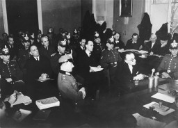 Participants in the July 1944 plot to assassinate Hitler and members of the "Kreisau Circle" resistance group on trial before the ... [LCID: 03641]
