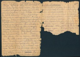 A page from Ada Abrahamer’s diary describing selection at Auschwitz