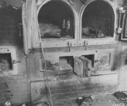 The crematoria at the Gusen camp, a subcamp of Mauthausen concentration camp, still held human remains after liberation. Austria, May 5, 1945.