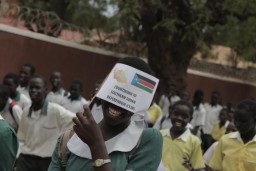 A group of schoolchildren in South Sudan