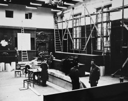 The Palace of Justice in Nuremberg being remodeled in preparation for the International Military Tribunal trial. [LCID: 10464]