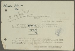 Selmar and Elsa Biener joined the waiting list for US immigration visas in September 1938. Their waiting list numbers—45,685 and 45,686—indicate the number of people who had registered with the US consulate in Berlin. By September 1938, approximately 220,000 people throughout Germany, mostly Jews, were on the waiting list.