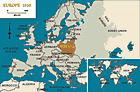 1933 年的欧洲（图中将波兰标出）