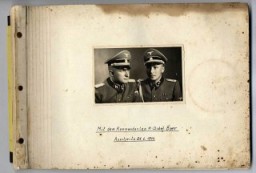Karl Höcker's photograph album includes both documentation of official visits and ceremonies at Auschwitz as well as more personal photographs depicting the many social activities that he and other members of the Auschwitz camp staff enjoyed.