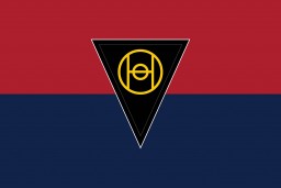 A digital representation of the United States 83rd Infantry Division's flag. 
The US 83rd Infantry Division (the "Thunderbolt" division) was established in 1917 and fought in World War I. During World War II, they were involved in the Battle of the Bulge and captured the city of Halle. The division also encountered Langenstein, a subcamp of Buchenwald. The 83rd Infantry Division was recognized as a liberating unit in 1993 by the United States Army Center of Military History and the United States Holocaust Memorial Museum (USHMM). 