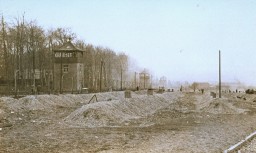 A view of the Buchenwald concentration camp after the liberation of the camp. [LCID: 11469]