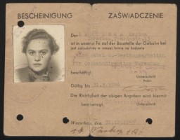 During World War II, people often used false identities and forged identity documents to evade Nazi authorities. False identities were essential for resistance fighters, aid workers, and Jews hoping to pass as non-Jews. Creating high-quality, convincing forgeries required dozens of people to work together clandestinely. It also required sophisticated photography and printing equipment. For Jews passing as non-Jews, acquiring forged documents could mean the difference between life and death. 
During World War II, Ewa Sarnecka adopted the alias “Regina Cybulska” and used this false identity document to conduct clandestine activities. From 1942 to 1944, Ewa and her husband Tadeusz Sarnecki worked for the Council for Aid to Jews (codenamed “Żegota”). Żegota was a clandestine rescue organization of Poles and Jews that coordinated efforts to save Jews from Nazi persecution and murder. The Sarneckis served as couriers for the Zamość and Lublin branches of Żegota. They traveled to selected forced labor camps in the region, including Piotrków Trybunalski, Radom, and Starachowice. The Sarneckis secretly delivered money, documents, food, medicine, and letters to the Jews imprisoned there. On several occasions, they were even able to smuggle individuals out of the camps. Both Ewa and Tadeusz survived the war.
