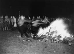 In Hamburg, members of the SA and students from the University of Hamburg burn books they regard as "un-German." [LCID: 71181a]