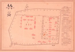 This map of the Treblinka I forced-labor camp was drawn by Holocaust survivor Manfred Kort in 1946. In 1990 Kort donated the map to the United States Holocaust Memorial Musem. In March 1997, at the request of the Office of Special Investigations, the Museum sent the original drawing to Chicago to be used as evidence at the trial of one Bronislaw Hajda. At the conclusion of Hajda's trial on April 10, 1997, the U.S. Department of Justice announced that "a federal judge in Chicago has revoked the naturalized US citizenship of an Illinois man who took part in a massacre of Jews while serving as a guard at a Nazi forced-labor camp in German-occupied Poland during World War II and who subsequently concealed his activities from U.S. officials when he applied to immigrate to the United States on May 24, 1950." As this document shows, physical evidence of the Holocaust continues to have an impact on legal proceedings today.