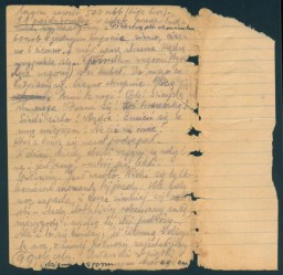 A page from Ada Abrahamer’s diary describing her journey from Płaszów to Auschwitz